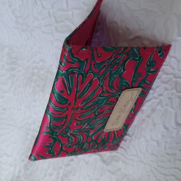 Lilly Pulitzer Mini Wallet Printed Gold Metallic Logo Pink Green Womens One Size - Picture 4 of 12